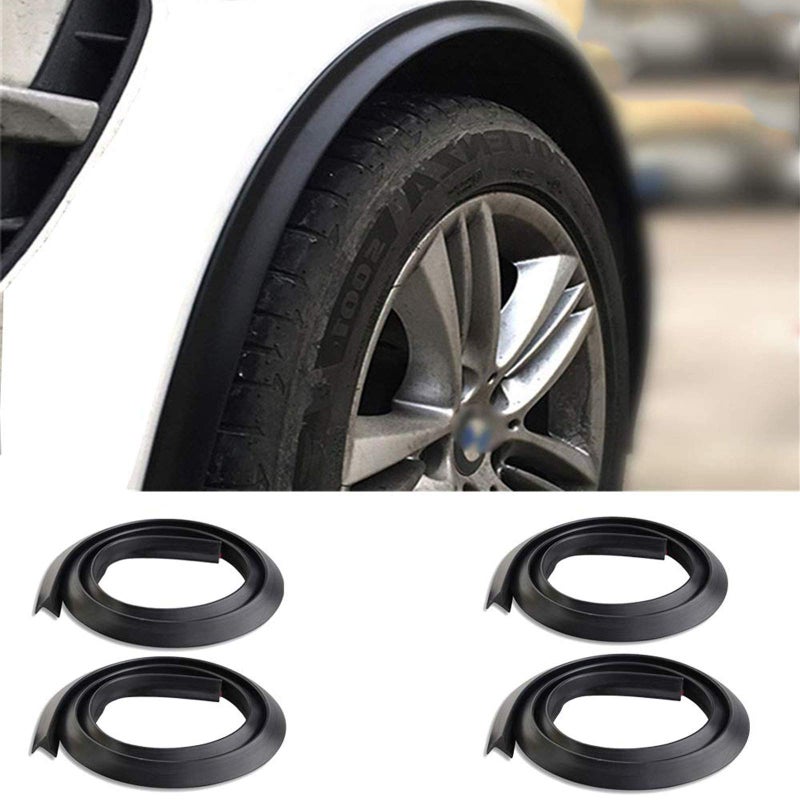 TuTuYa Fender Flares, 4.9Ft/1.5m Universal Car Wheel Fender Extension Moulding Flares Auto Tyre Eyebrow Trim Strip Stick Out Edge,Pack of 4 Pcs - Image 1